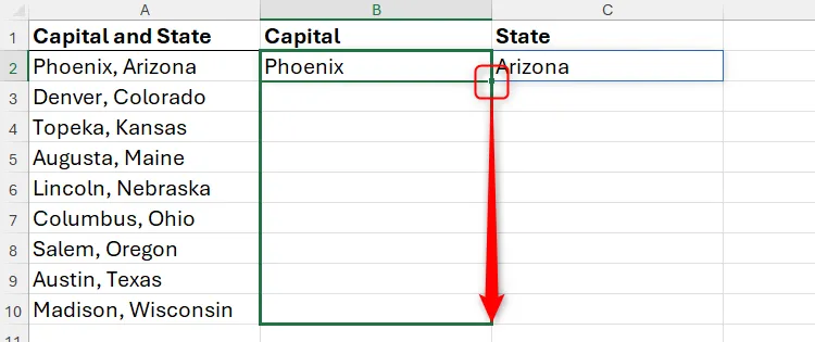 Núm điền trong Excel được dùng để sao chép công thức từ B2 xuống B10