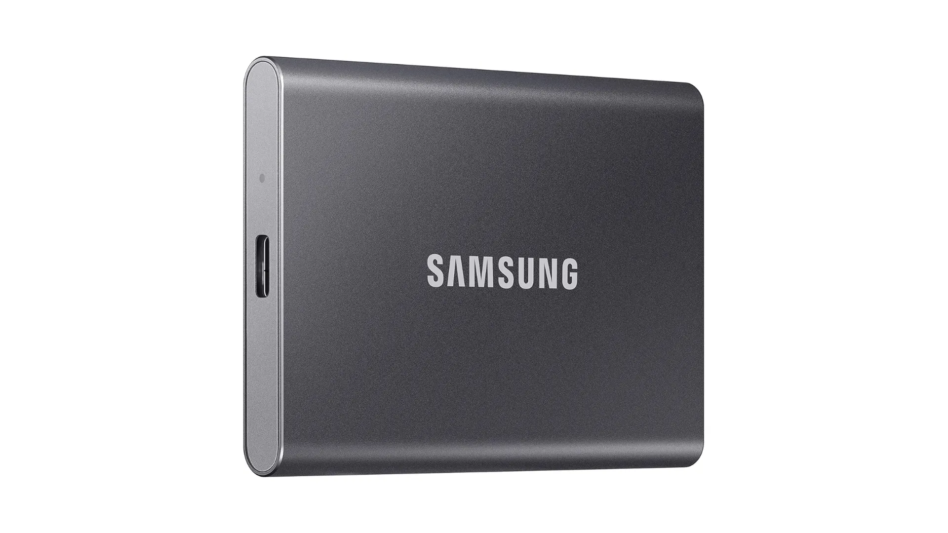 Ổ cứng SSD gắn ngoài Samsung T7 màu xanh navy, giải pháp lưu trữ di động tốc độ cao cho MacBook.