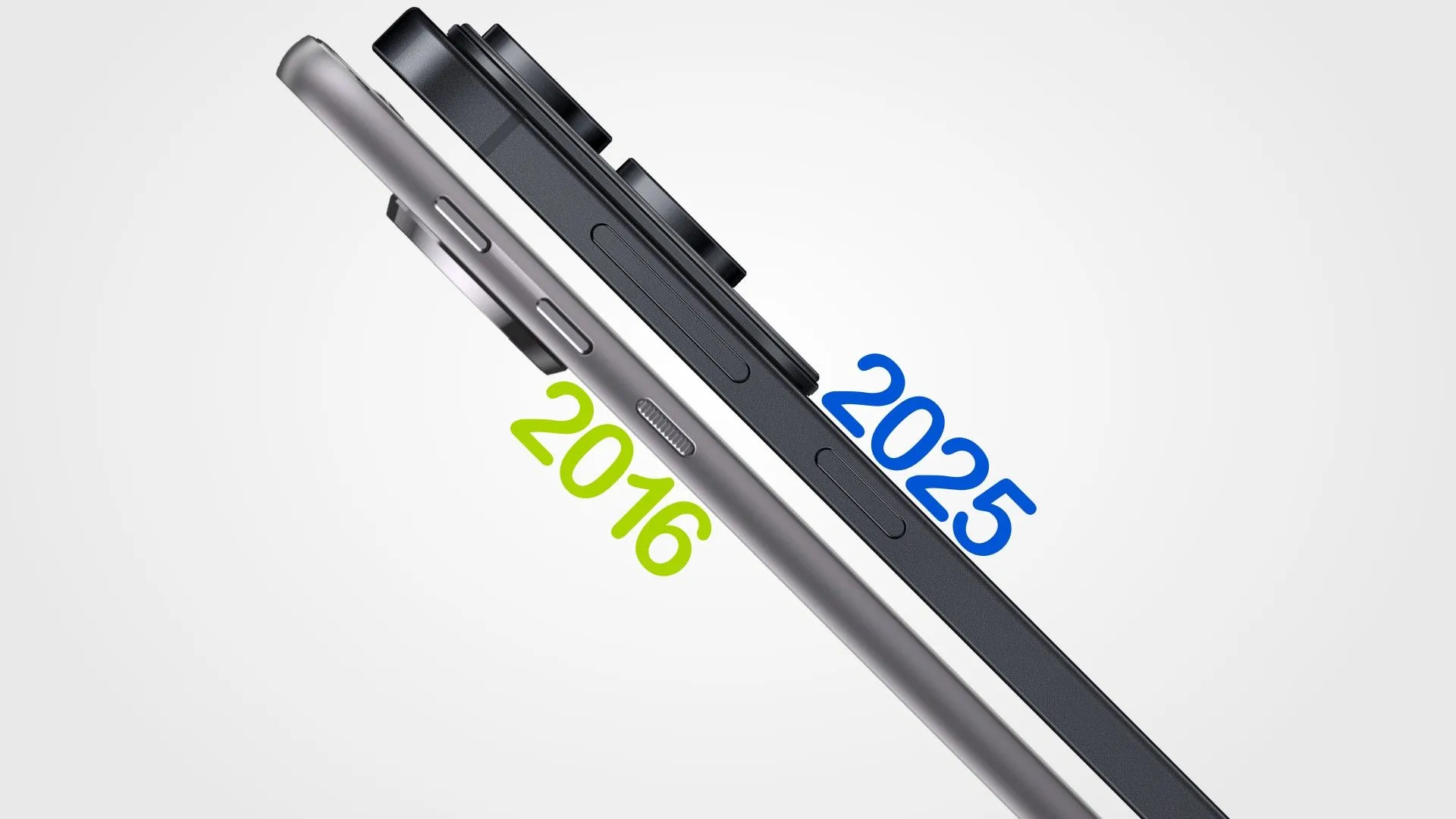 So sánh độ mỏng của Samsung Galaxy S25 Edge và Motorola Moto Z đời 2016.