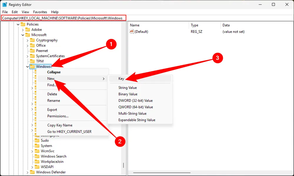 Tạo khóa Registry &quot;Personalization&quot; để vô hiệu hóa màn hình khóa trên Windows 11.