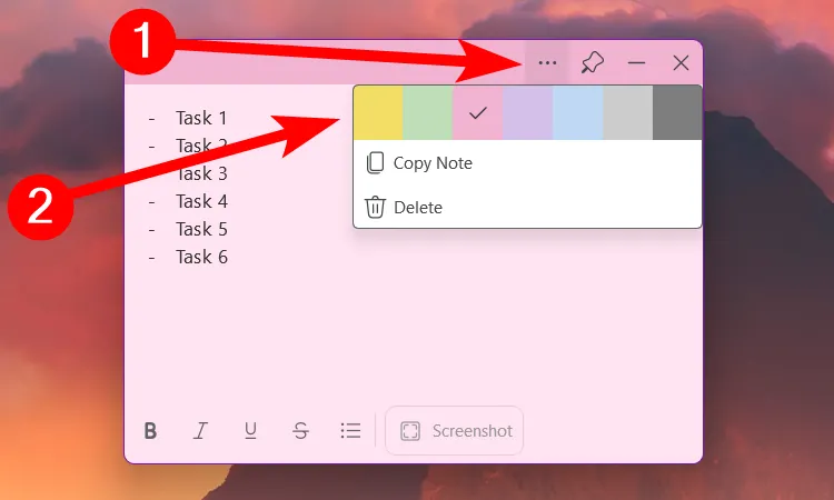 Thay đổi màu sắc ghi chú Sticky Notes để phân loại tác vụ trên Windows 11