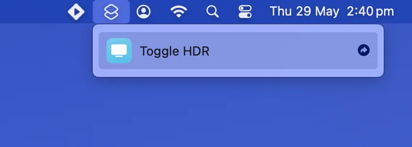 Toggle HDR via Shortcuts in macOS.