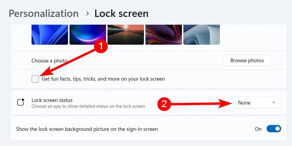 Vô hiệu hóa quảng cáo trên màn hình khóa Windows 11